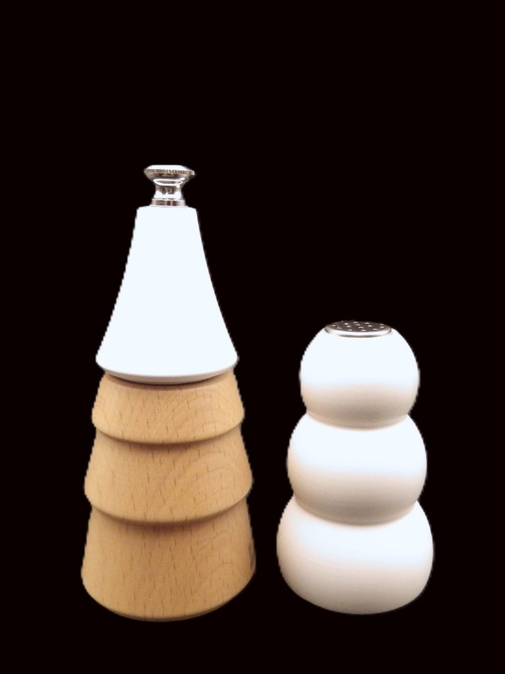 Sno Peugeot Duo  Pepper Mill/ Salt Shaker/ Christmas Tree/ Snowman